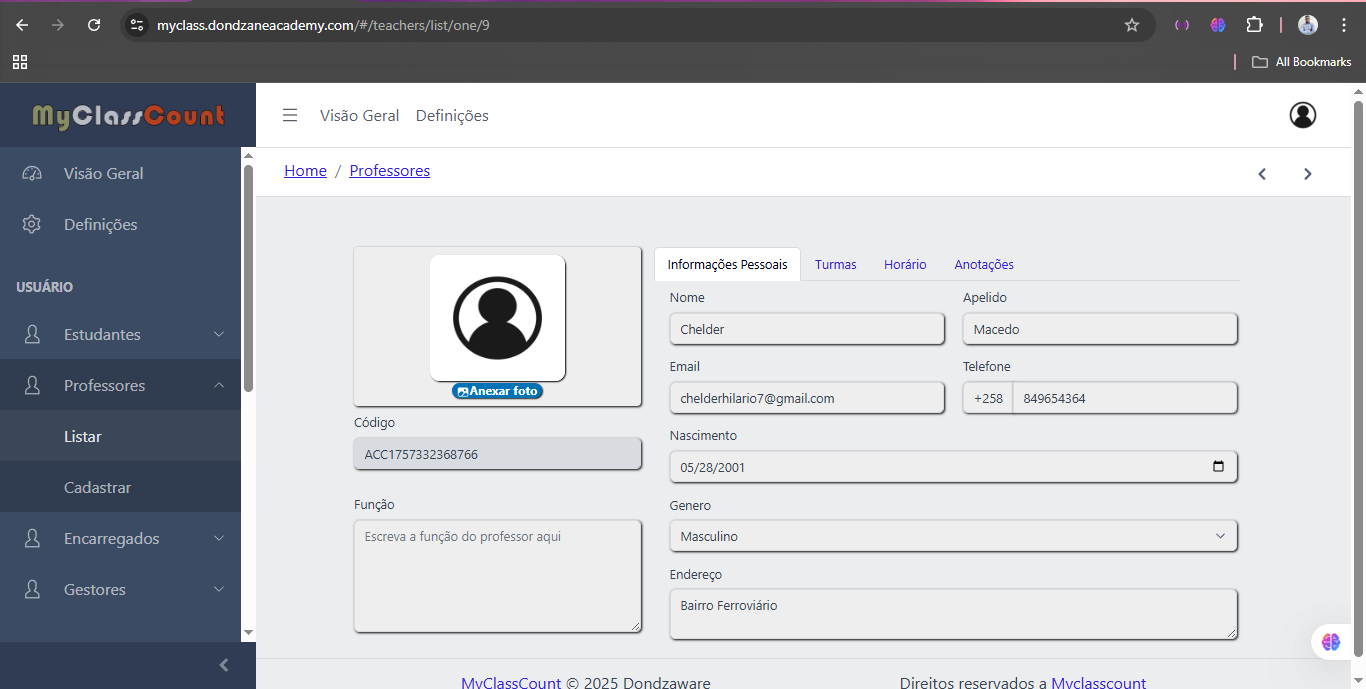 Informações pessoais